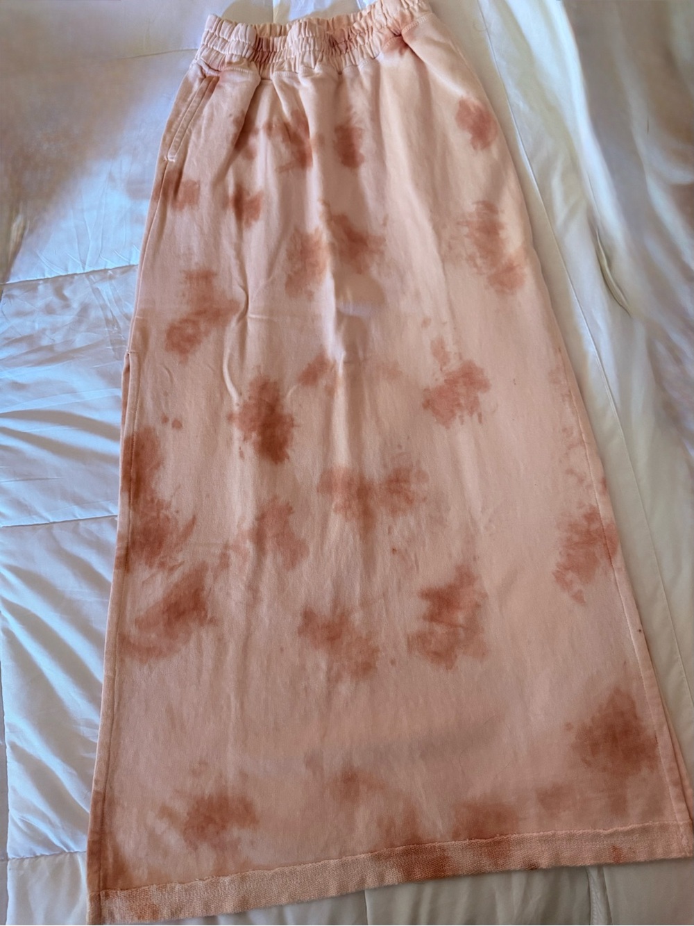 Dusty Pink Tie-Dye Maxi Skirt with Elastic Waist